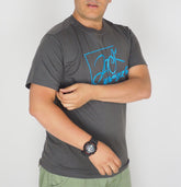 Mens Jack Wolfskin GRA 5006601 Dark Steel Casual Light Short Sleeve T Shirt